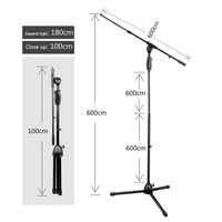 Support de microphone professionnel en métal sur trépied réglable pour enregistrement et karaoké
