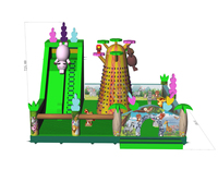 Parc aquatique gonflable pour enfants en plein air, équipement de parc aquatique sur le thème de la jungle tropicale, toboggans, jeux d'eau sur le thème de la jungle