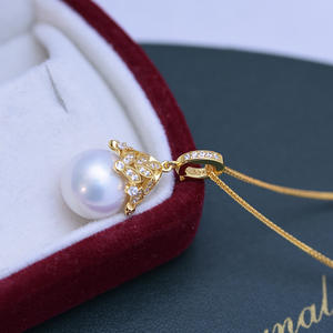 Collar con Colgante de Perla Redonda Blanca de Agua Dulce de 11-12 mm para Mujer, Plata S925 con Broche de Lazo, Luz Intensa, Pequeñas Imperfecciones - Product Image 3