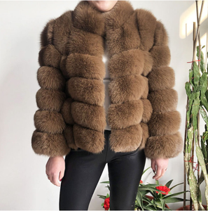 Giacca in Vera <span class=keywords><strong>Pelliccia</strong></span> di Volpe Naturale per <span class=keywords><strong>Donna</strong></span>, Calda <span class=keywords><strong>e</strong></span> Alla Moda, Gilet con Collo Alto, Manica Lunga, <span class=keywords><strong>Cappotto</strong></span> in <span class=keywords><strong>Pelle</strong></span> - Product Image 6