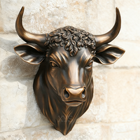 Escultura de Pared de Cabeza de Toro de Bronce, Estilo Realista Personalizado, Decoración de Pared Interior y Exterior, Estatua de Bronce