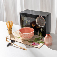 Service à thé Matcha japonais transfrontalier avec bol à bec verseur, fouet à thé en céramique à 100 brins, coffret cadeau pour cérémonie du thé