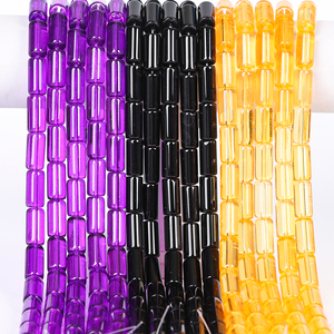 Cuentas de vidrio cilíndricas de colores mezclados, collar de joyería de cuentas sueltas de cristal transparente liso, fabricación DIY - Product Image 1