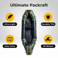 Bateau gonflable pliable léger en TPU pour 2 personnes, idéal pour la randonnée, le camping et les traversées sur le terrain, avec garantie de 3 ans