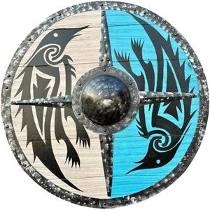 Viking Wooden Shield 24 Round Eco-Friendly <b>Wall</b> <b>Mount</b> Decor Medieval Bird Theme Home Living Room Indoor Use - Product Image 3