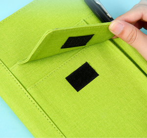 Agenda personnalisé avec logo en tissu, couverture rigide, poche et emplacement pour stylo sur la couverture, pages intérieures amovibles - Product Image 4