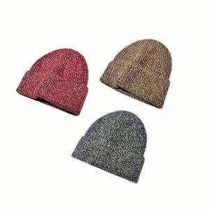 Bonnet en laine tricoté pour l'automne et l'hiver, épaissi, en fil AB, avec protection pour les oreilles - Product Image 1