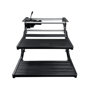 درج كهربائي قابل للطي من سبائك الألومنيوم باللون الأسود للمركبات الترفيهية، درج مزدوج للكرفانات ومقطورات السفر وشاحنات التخييم - Product Image 2