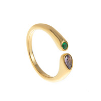 Bague Signet en Acier Inoxydable Plaqué Or 18K, Style Bohème, avec Douze Pierres du Zodiaque, Lisse, Brillante et Bombée, pour Femme