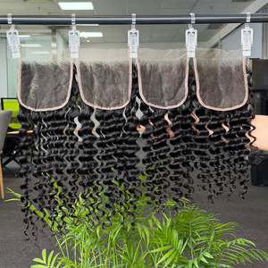 Vente en gros de closures en dentelle HD Deep Wave vierges vietnamiennes, tailles 5x5 et 6x6. Plusieurs tailles et formes de vagues disponibles. - Product Image 2