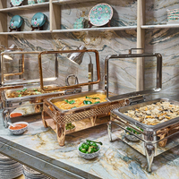 XINGPAI Autres fournitures pour hôtels et restaurants Acier inoxydable 304 Plats à friction Chauffe-plats hydrauliques de luxe en or rose pour buffet