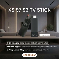 Clé TV Intelligente XS97 S3 4K Quad Core 64 Bit 2.4+5G Dual-Band WIFI 2Go RAM 8Go ROM Allwinner H313 avec Télécommande pour la Vente en Gros