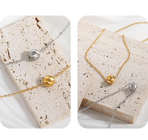 Collar de Bisutería de Moda para Mujer, Conjunto de Collar y Colgante de Acero Inoxidable con Textura Fina - Product Image 3