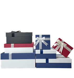 Christmas Various sizes Gift Box with Lid Red Blue Black Bridesmaid Proposal Gift Boxes with ribbon Contains Card, Doll, Shredd