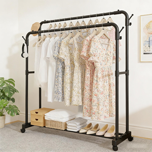 Porte-manteau sur pied américain en stock, support mural pour balcon, simple, à poteau simple ou double, grande capacité - Product Image 4