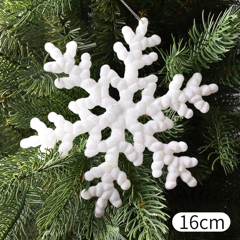 16cm white flocked snowflake