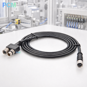 M8 4 针 A 编码 Y 型分线器传感器执行器电缆 母头转公头 IP67 22AWG 适用于 PLC 机器人传感器 工厂自动化 - Product Image 1