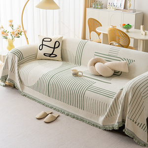 <b>Sofa</b> Cover Full Wrap Chenille Stripe 145-185Cm All Season Modular <b>Sofa</b> <b>Protector</b> - Product Image 1