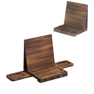 Soporte de madera para tableta con portavasos, estante de almacenamiento de escritorio para uso en oficina y dormitorio, material de madera maciza - Product Image 1