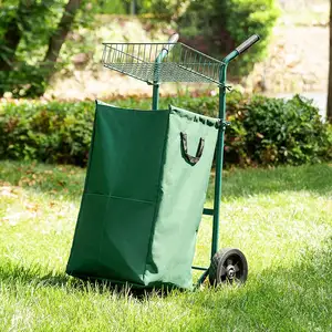 Тележка для инструментов для ухода за газоном с 2 колесами, сумка для сбора газонных листьев, уличная Тележка для кемпинга и сада со съемным мешком для мусора