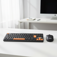 JEDEL 2.4G Keyboard dan Mouse Nirkabel Combo Ergonomis Profil Rendah Tombol Senyap Set Keyboard Mouse Kantor Ringkas untuk Laptop PC