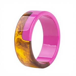 New Handmade Resin Bangle <b>Bracelet</b> Wide Colorful <b>Cute</b> Pink Amber Designer Acrylic Unique Unisex Fashion Jewelry Party Woman - Product Image 1