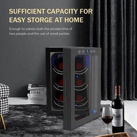 Nouvel arrivage Refroidisseur à vin électrique 6 bouteilles Mini réfrigérateur portable à affichage LED pour la maison, l'hôtel, l'extérieur de la voiture avec une capacité de 16 litres