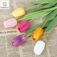 Großhandel 48CM Künstliche Seiden-Latex-beschichtete Lila Einzelne Tulpe mit Echtgefühl für Hochzeit, Zuhause, Restaurant, Party-Dekoration