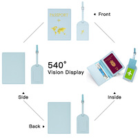 Nouvel ensemble de porte-documents et étiquettes de bagage au design bronzé, porte-passeport de voyage imprimable avec LOGO