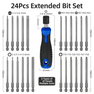 <b>Screwdriver</b> <b>Bit</b> <b>Set</b> 24 In 1 Chrome Vanadium Comfort Grip Multi-<b>bit</b> For Home Diy Repair - Product Image 5