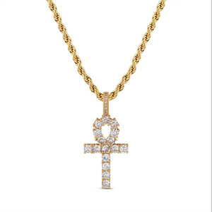 Anka Cross Pendant Micro Insert Zircon Hip Hop Necklace For Men Silver Gold Color - Product Image 5