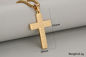 Colgante de Cruz de La <span class=keywords><strong>Biblia</strong></span> <span class=keywords><strong>cristiana</strong></span> de acero inoxidable clásico para hombres y mujeres, joyería de fe de oración católica, regalo superior para collar Cristiano - Product Image 6