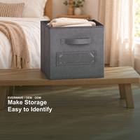 Boîtes de rangement pliables en tissu avec fenêtre pour étiquettes, design moderne, capacité supérieure à 35L, bacs de rangement en tissu empilables