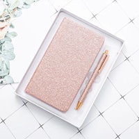 Benutzer definierte Glitter Cover Schulkinder Werbe heft und Stift box Briefpapier Geschenkset