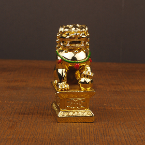 Set di Statuette di Leoni Guardiani Foo in Oro 24k <span class=keywords><strong>per</strong></span> Feng Shui Domestico, <span class=keywords><strong>Statua</strong></span> di Cane Fu Dorata - Product Image 4
