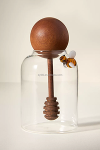 Pot à miel en verre borosilicate 3D moderne personnalisable avec couvercle, plusieurs couleurs, pour la cuisine ou comme cadeau - Product Image 3