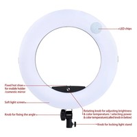 FD-480II 45cm 18 pouces Lumière annulaire LED professionnelle portable pour maquillage, streaming en direct, extérieur, couleur réglable, photographie selfie