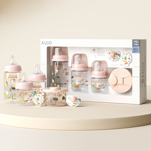 Ensemble cadeau pour nouveau-né ALGO de haute qualité, <span class=keywords><strong>biberon</strong></span> sans BPA, sucette douce, conteneur pour lait en poudre pour bébé à 3 compartiments, pour 0-12 mois - Product Image 2