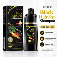 500ml 3 in 1 Sampo Pewarna Rambut Herbal Alami Warna Hitam Pewarna Rambut Berbasis Tumbuhan Label Pribadi OEM ODM