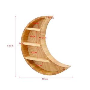 Rak Bulan Kayu Dekorasi Rumah Terpasang Di Dinding Kayu Rak Penyimpanan Minyak Esensial Mengambang - Product Image 4
