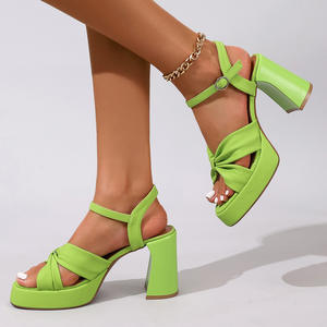 Sandalias de tacón alto con correa, estilo versátil, punta abierta y tacón delgado para mujer - Product Image 4