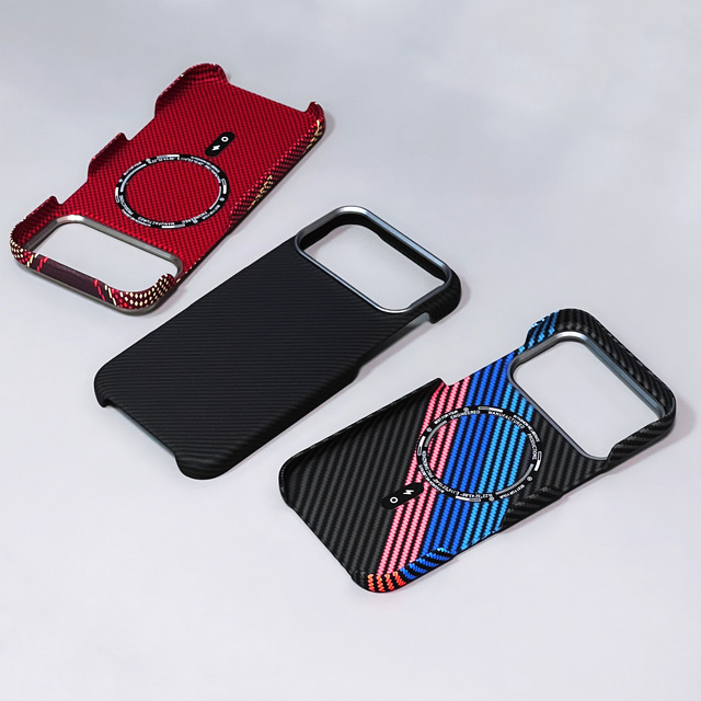 For 17 Pro Max Ultra-Thin Luxury Electroplate for Aramid Fiber Pattern Phone Case