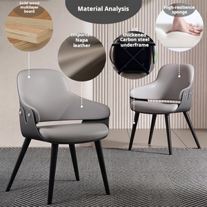 Sillas de Comedor Italianas Minimalistas, Sillas de Comedor de Cuero Modernas y Lujosas, Respaldos de <span class=keywords><strong>Estilo</strong></span> Retro para <span class=keywords><strong>Restaurante</strong></span> - Product Image 4