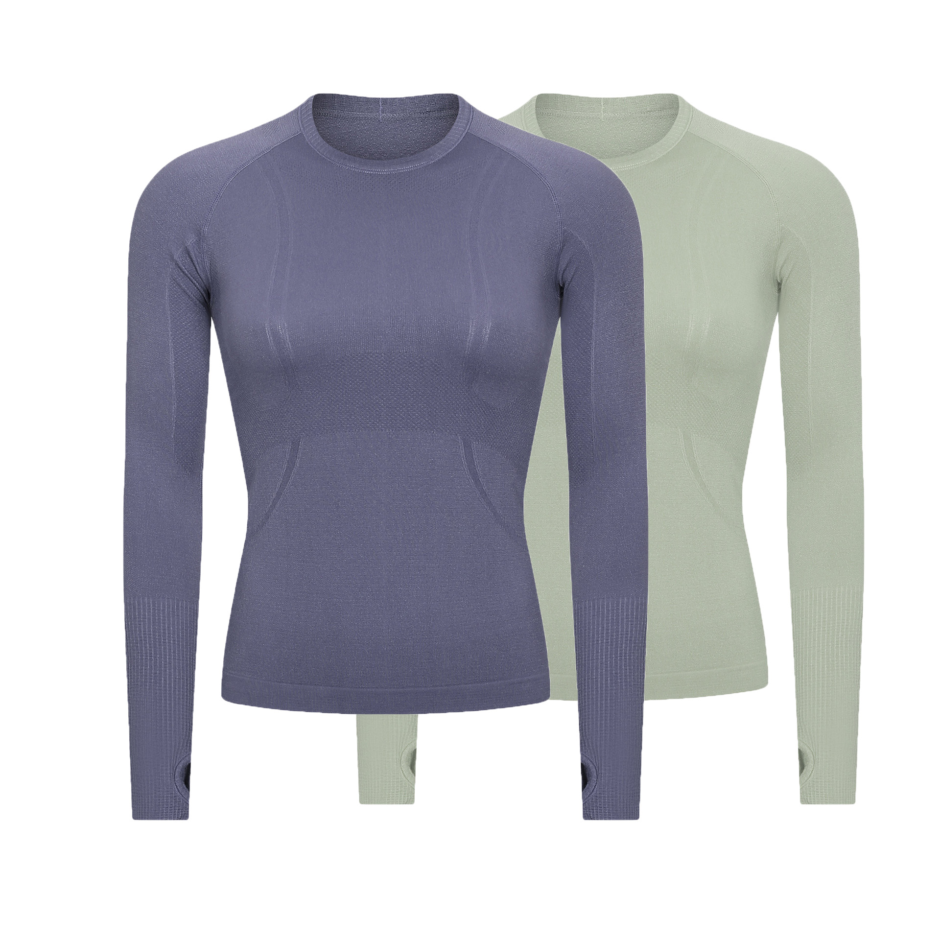 Seamless Solid Color Ladies Fitness Casual Sportswear Round Neck Long Sleeve Sports T Shirt
