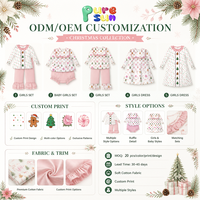 Ensemble de vêtements pour bébé fille Puresun Pink Christmas, broderie de bonhomme en pain d'épices, à pois, manches longues, tenue de fête boutique