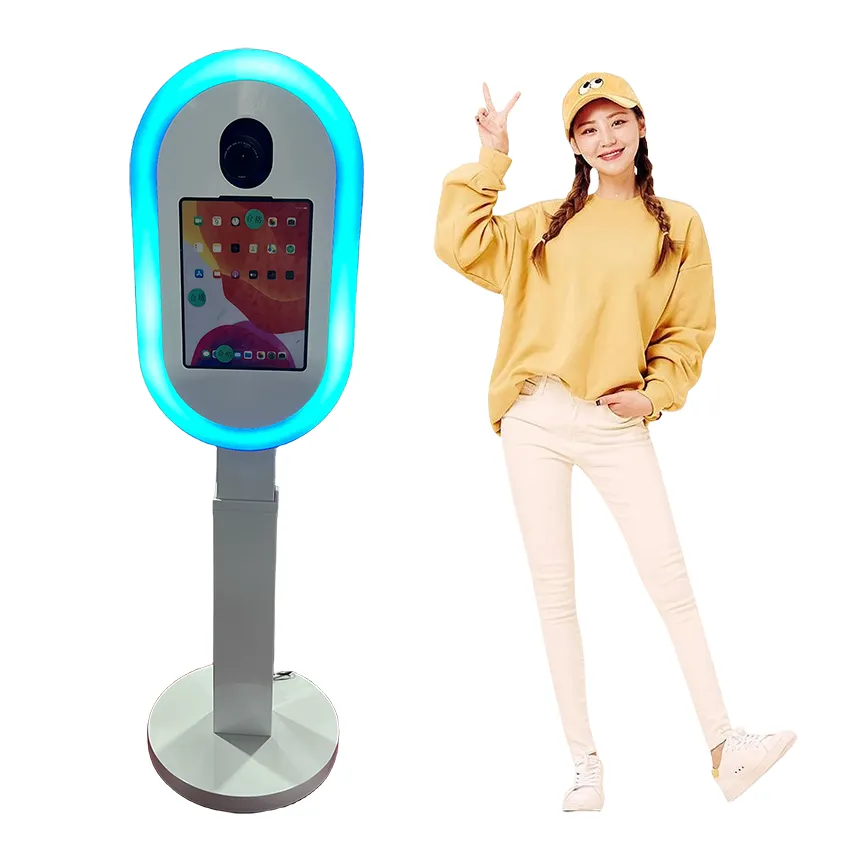 Selfie Machine Kiosk Video Booth Mirror Photo Booth With Camera And Printer Led Mirror Glass Photo Booth for Wedding and Event