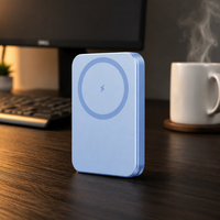 Batterie externe magnétique sans fil 15W 5000mAh, entrée Type-C, ultra-mince, mini chargeur portable, vente en gros d'usine, logo personnalisé