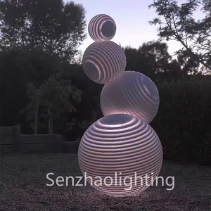 Senzhao Custom Modern Abstract White Stacked <b>Sphere</b> Sculpture Outdoor Garden Park Metal Art Decoration Forged Waving <b>Ball</b> Statue - Product Image 6