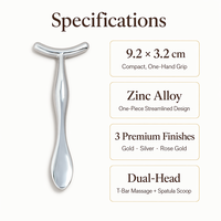 Kinwong YSB19003 Applicateur de crème contour des yeux double embout en alliage de zinc avec tête en T, baguette de massage pour lifting du visage, anti-âge et réduction des poches, beauté