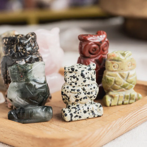 Natuurlijk gepolijste kristallen uilcarving van verschillende materialen, kleine maat, op maat gemaakt voor heling en huisdecoratie - Product Image 2